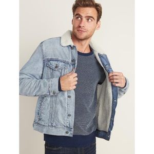 Old Navy Sherpa Lined Jean Denim Jacket Light Wash